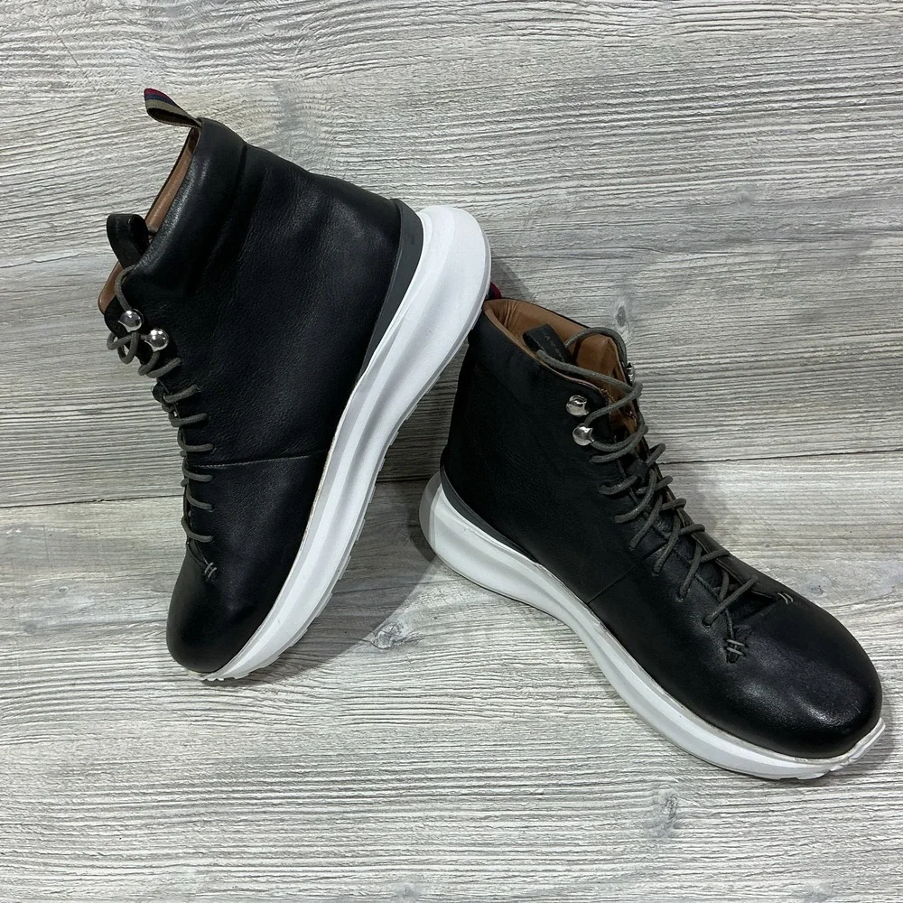 Thomas & Vine Black Leather Gentleman's Lace Up Extra Light Casual Boots Size 10